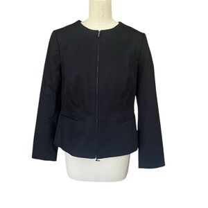 Talbots classic black zip front blazer jacket size 10p